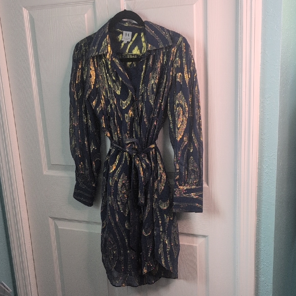 Navy and Gold Paisley Dress